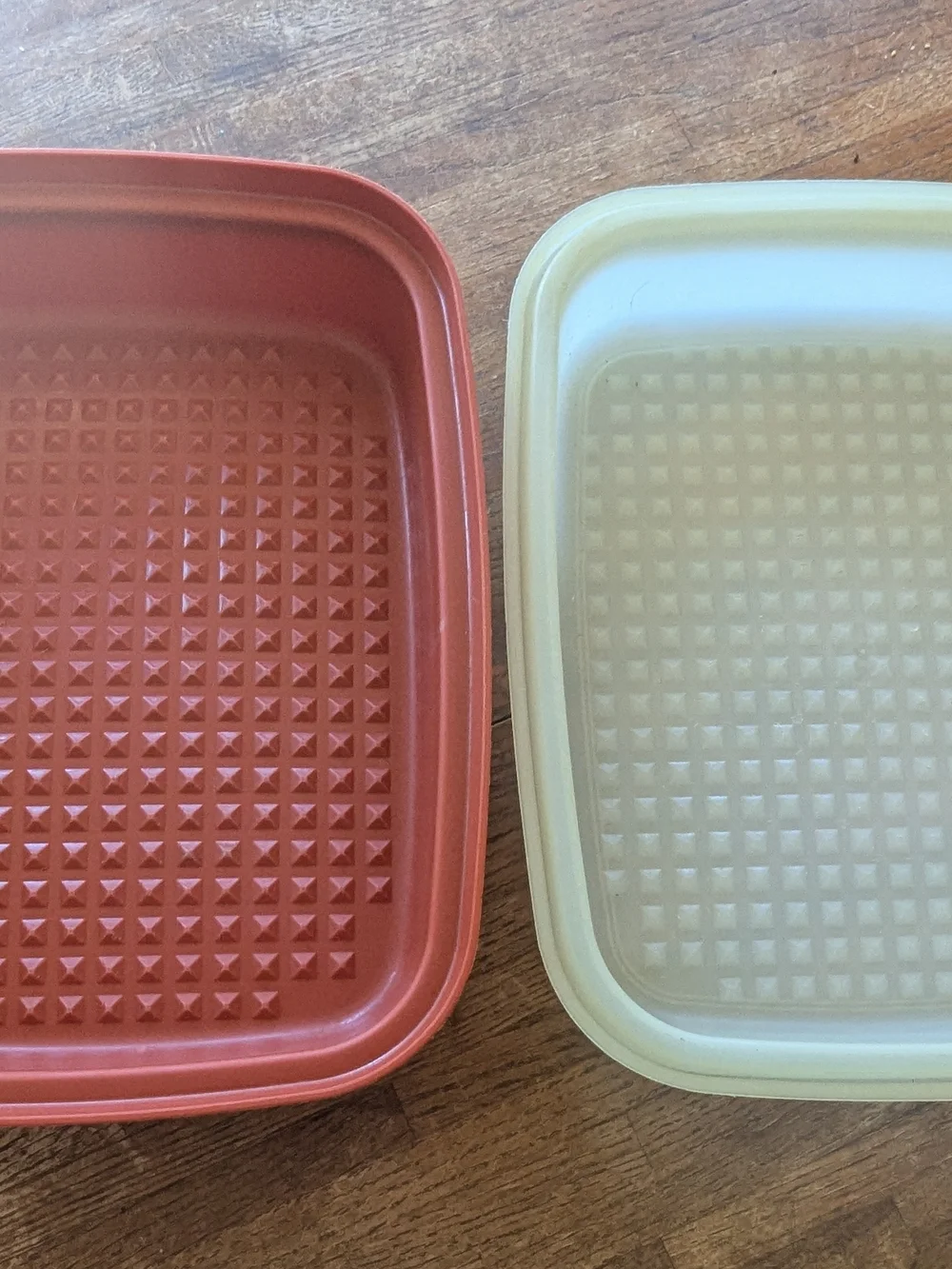 Set of Red and Cream Plastic Food Storage Containers